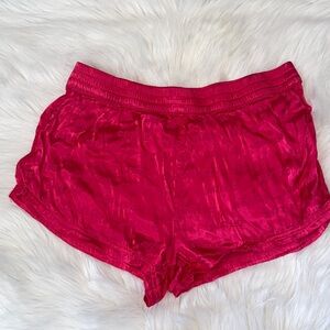 Offline / Aerie, vibrant Pink/Red Shorts, satin feel.